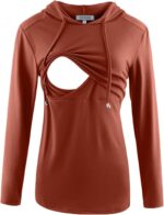 Rust orange long sleeve nursing hoodie