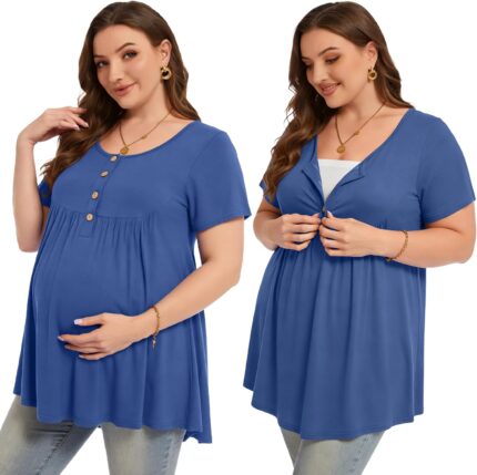 Plus size nursing top – short sleeve breastfeeding tunic for women