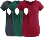Deep grey, deep green and wine nursing tops 3 pack