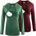 Green and burgundy red nursing hoodies 2 pack