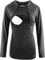 Dark grey long sleeve breastfeeding hoodie