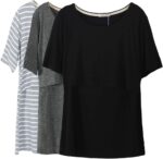 Black nursing tee with grey and light striped tops