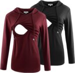 Burgundy and black nursing hoodies 2 pack