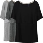 Black, dark grey and light grey nursing t-shirts