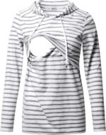 White with grey stripe breastfeeding hoodie