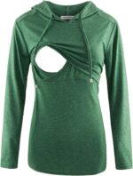 Green heather nursing hoodie front view
