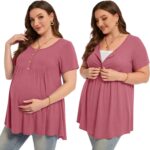 Plus size nursing top – short sleeve breastfeeding tunic for women