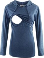 Denim blue long sleeve nursing hoodie