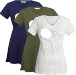 Navy, army green and white polka dot nursing shirts