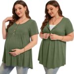 Plus size nursing top – short sleeve breastfeeding tunic for women