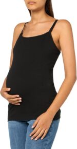 Pregnant woman wearing black maternity nursing cami