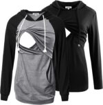 Grey raglan and solid black nursing hoodies set