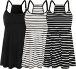 Black, white stripe and black stripe nursing tank tops