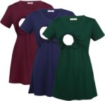 Burgundy, navy and deep green empire waist nursing tees