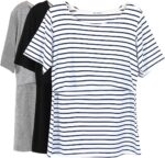 White striped nursing top with black and grey tees