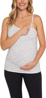 Light heather grey nursing tank with shelf bra
