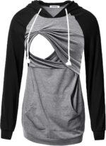 Grey and black raglan nursing hoodie