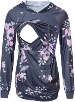 Navy floral print breastfeeding hoodie