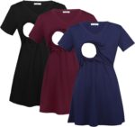 V neck nursing tops for breastfeeding in black, burgundy and navy