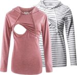 Rose and white stripe nursing hoodie combo