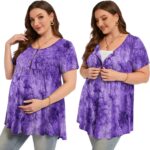 Plus size nursing top – short sleeve breastfeeding tunic for women