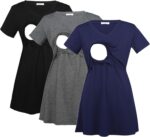 Black, grey and navy nursing t-shirts 3 pack
