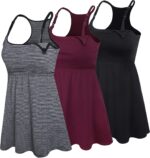 Grey print, burgundy and black racerback nursing tanks