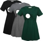 Black, grey and deep green v neck maternity tops