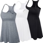 Cotton nursing tank tops 3 pack in grey, white and black