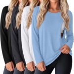 Sky blue long sleeve nursing shirt with white and dark grey