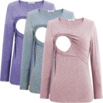 Lavender, blue grey and pink heather breastfeeding tops