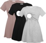 Mauve, black and light grey v neck nursing shirts