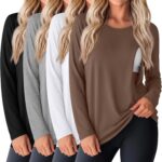 Brown long sleeve nursing top with grey, white and black
