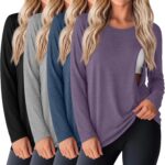 Purple zipper nursing top with haze blue, camel and grey
