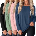 Haze blue breastfeeding shirt with light pink and light green