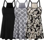 Black, grey print and floral cotton nursing camis