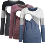 Black colorblock, burgundy and white blue nursing tops