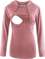 Dusty pink hooded nursing top