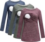 Navy, olive and burgundy heathered nursing tops
