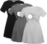 Black, dark grey and light grey breastfeeding t-shirts