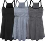 Black, grey and dark grey stripe breastfeeding tanks