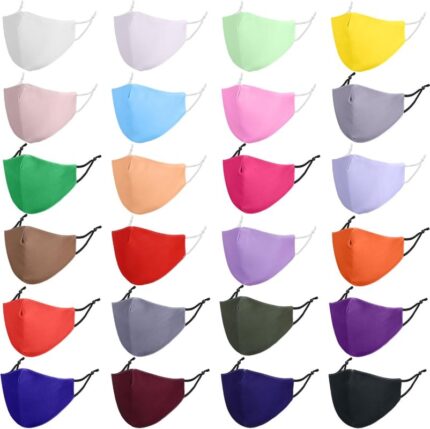 24 pack cotton face masks in assorted solid colors