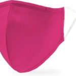 3 ply adult cloth face mask in dark pink with adjustable ear loops