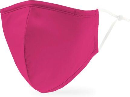3 ply adult cloth face mask in dark pink with adjustable ear loops