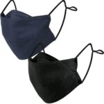 Navy blue and black cloth masks side by side
