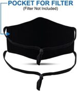 Back of the black mask showing the filter pocket opening