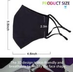 Black mask size chart showing 4.8 by 5.8 inch dimensions