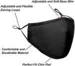 Close-up of adjustable ear cords, nose wire and chin pad