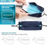 Infographic showing how to insert a filter into the mask pocket