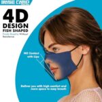 Woman wearing a navy 4D design cloth face mask